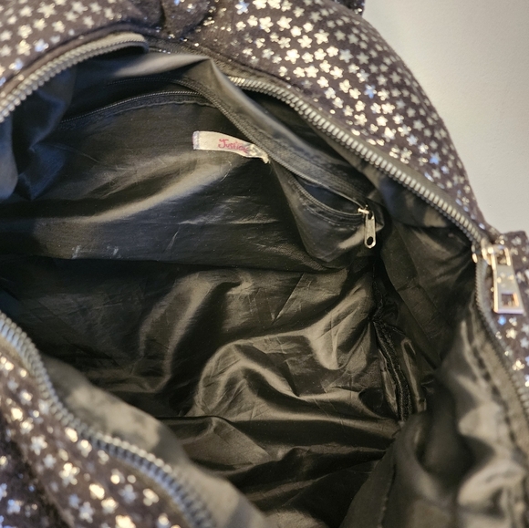Justice overnight bag black with silver stars - Picture 2 of 4